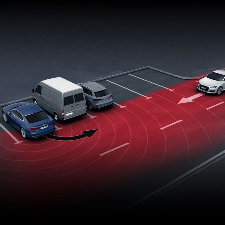 Demonstration of the park assist feature on the Audi Q5 Sportback.