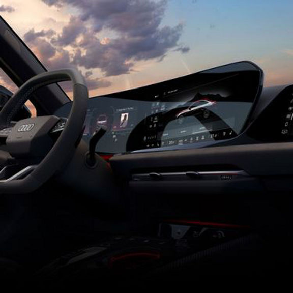 Close-up on the MMI display screen on the Audi S5, showing the Audi drive select feature.