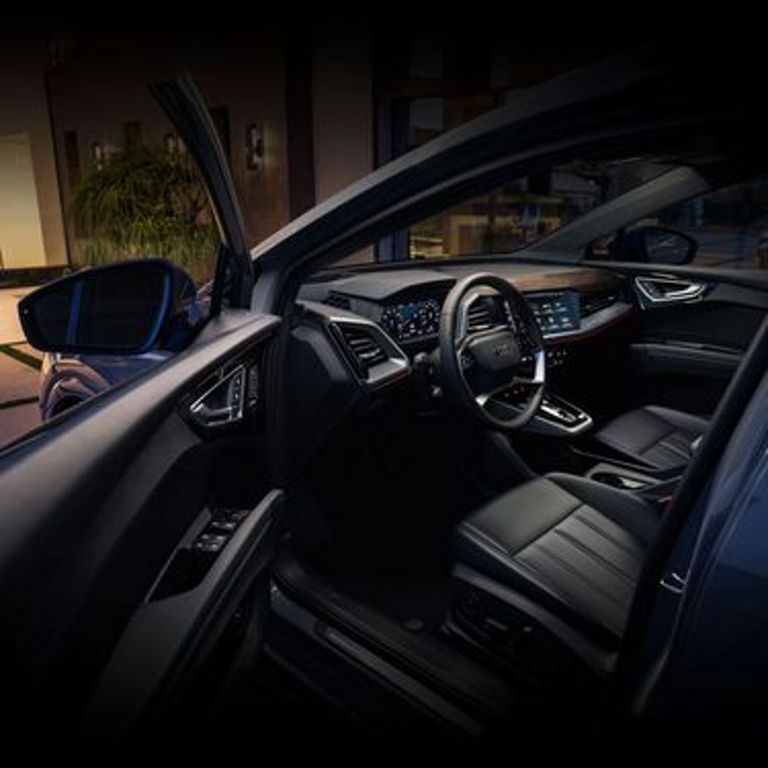 Vue de l'interieur de l'Audi Q4 e-tron.