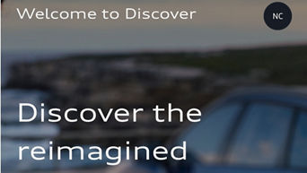 Close-up of the myAudi Discover tab interface on the myAudi app.