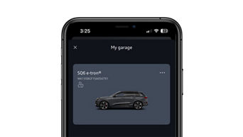 Close-up on a user's vehicle displayed on the myAudi app.