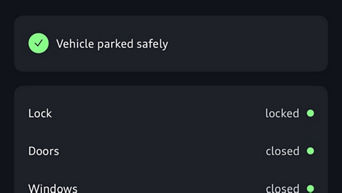 Close-up of the vehicle status report interface on the myAudi app.
