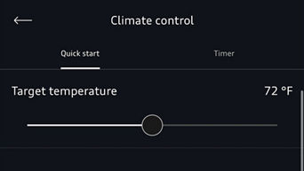 Close-up of an Audi owner adjusting the climatization of her Audi via the myAudi app.