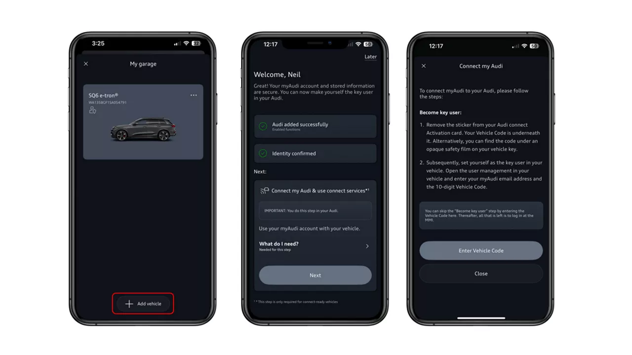 Demonstration of how to become a Key user on the myAudi app. 