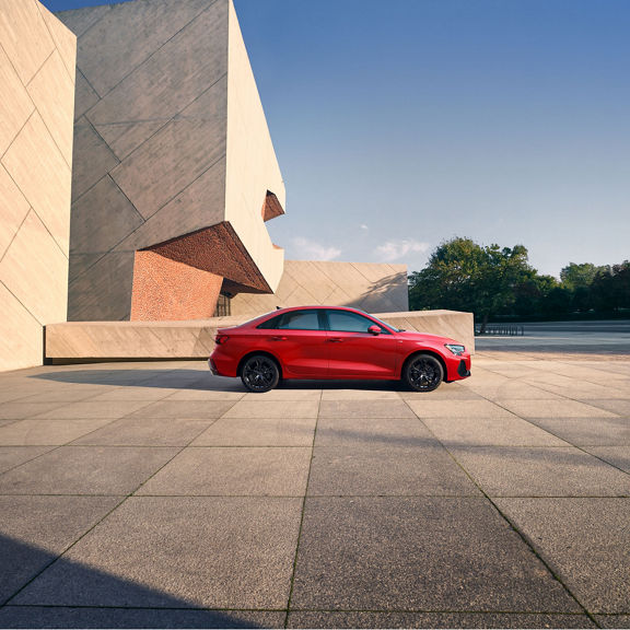 Side view of the Audi A3 parked. 