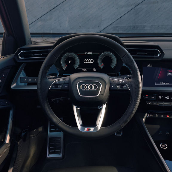 Close-up view of an Audi virtual cockpit screen.