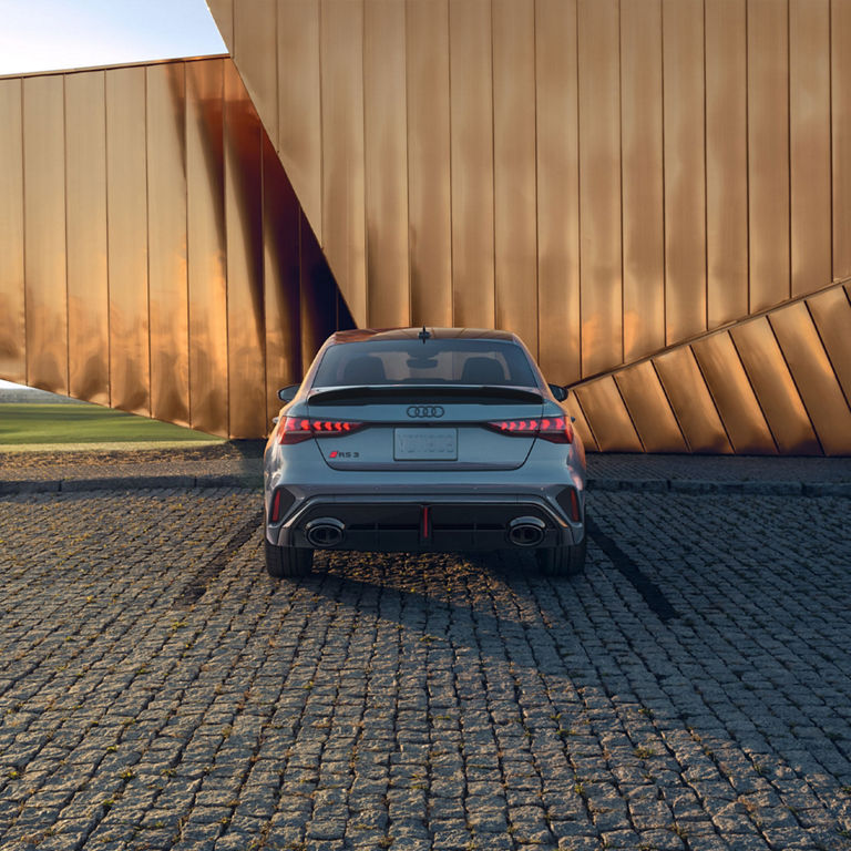 Rear view of the Audi RS 3. 