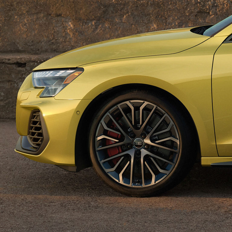 Close-up of a signature Audi S3 wheel. 
