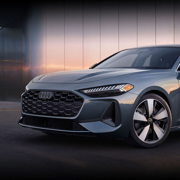 Close-up on the LED headlight of the all-new Audi A5.