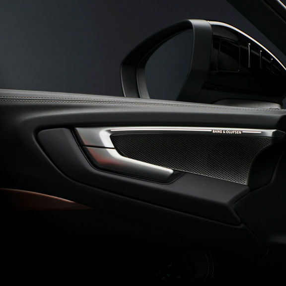 Close-up of the Bang & Olufsen speakers in the Audi A5.