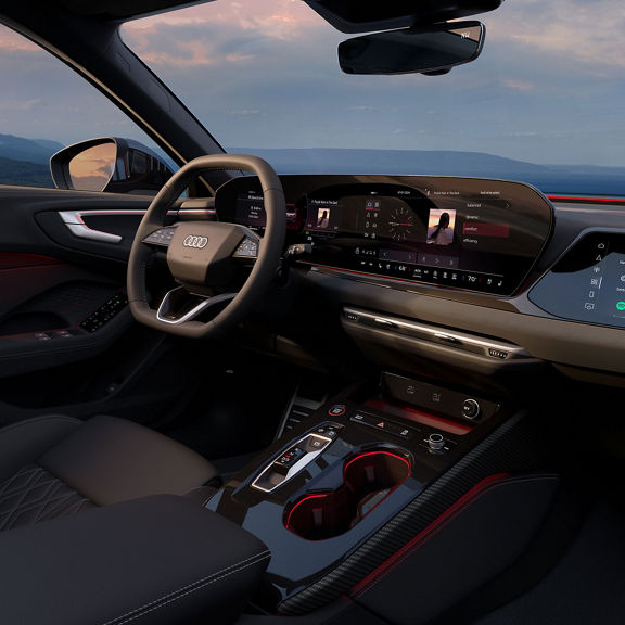 View of the wraparound virtual cockpit in the Audi S5.