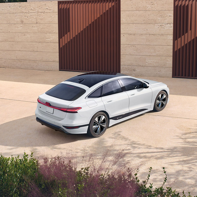 Arial view of the Audi A6 Sportback e-tron parked.