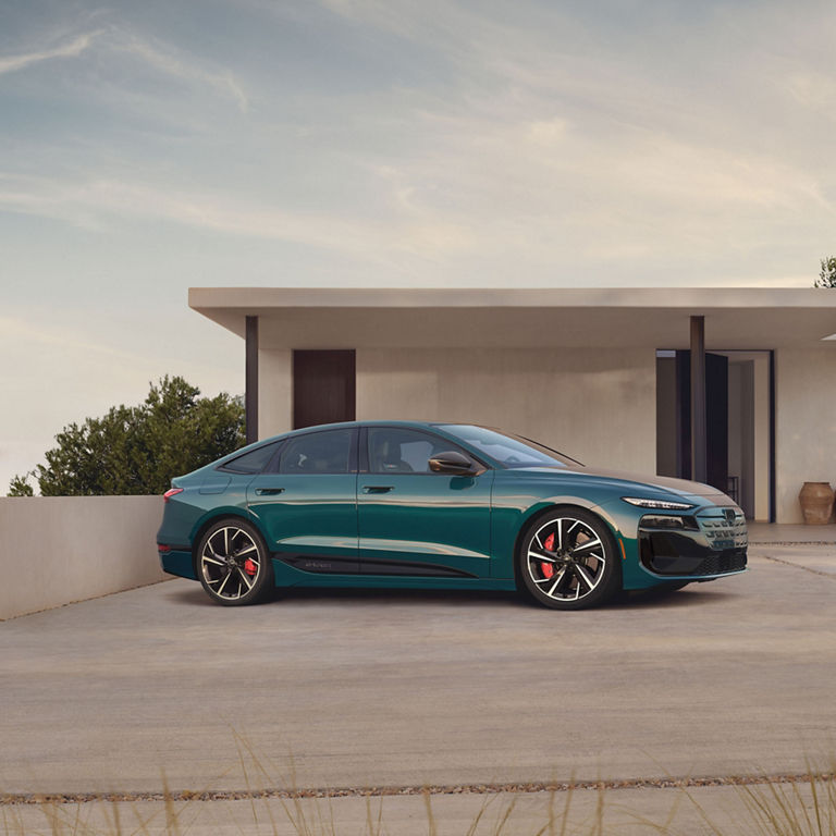 Side view of the Audi S6 Sportback e-tron parked.