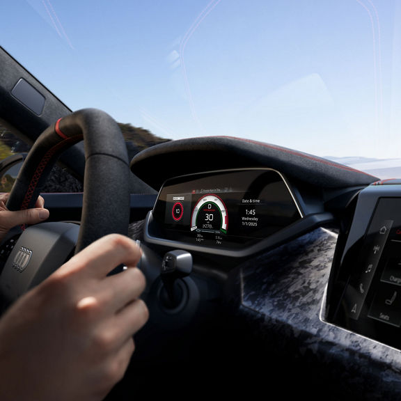 Close up of the virtual cockpit in the Audi RS e-tron GT.