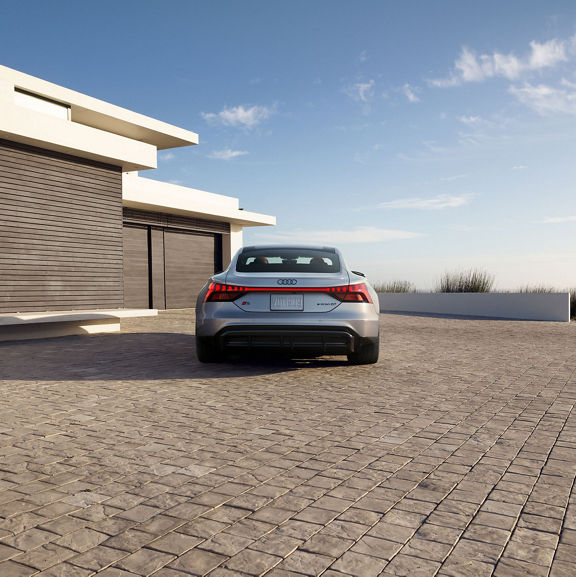 Rear profile of the Audi S e-tron GT.