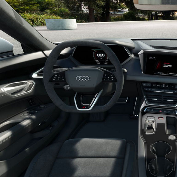 Interior view of the front dashboard in the Audi S e-tron GT.