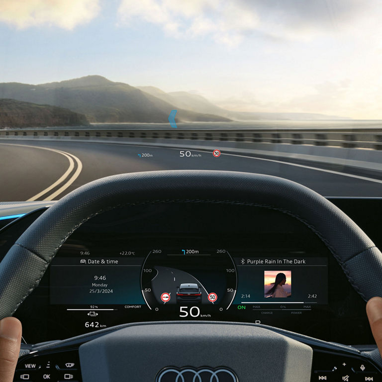 Demonstration of the Audi Traffic Sign Recognition feature.