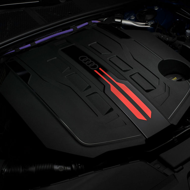 Close-up of the engine in the Audi S5.