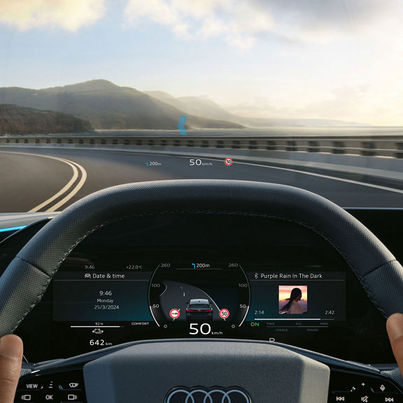 Demonstration of the Audi Traffic Sign Recognition feature. 