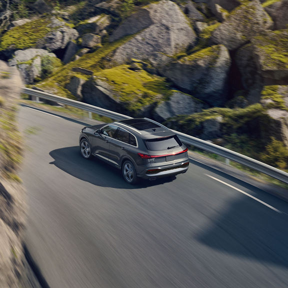 Aerial view of the Audi Q5 parked.