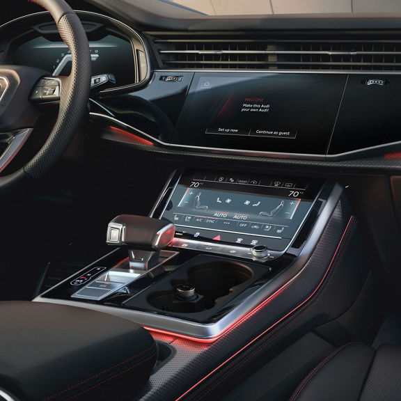 Close-up of the MMI® touch response system in the Audi Q8.