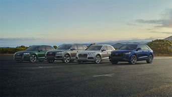 Line up of Audi SUVs.
