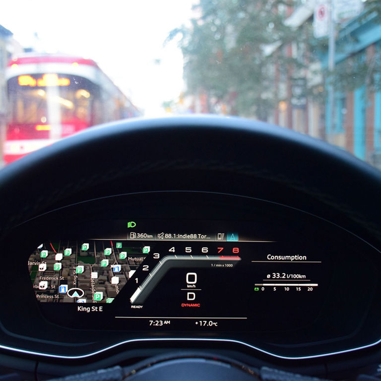 Close up of the virtual cockpit in the Audi A4 allroad.