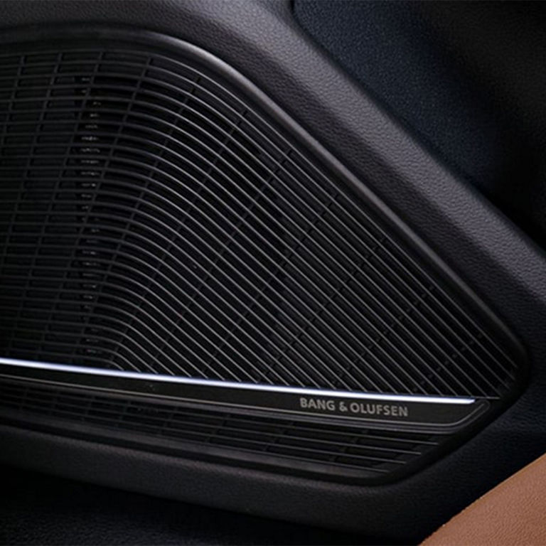 Close-up view of the Bang & Olufsen speakers in the Audi A4 Sedan. 