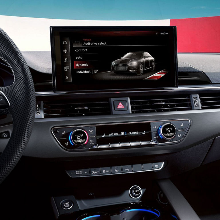 Audi drive select interface on the MMI touch screen.