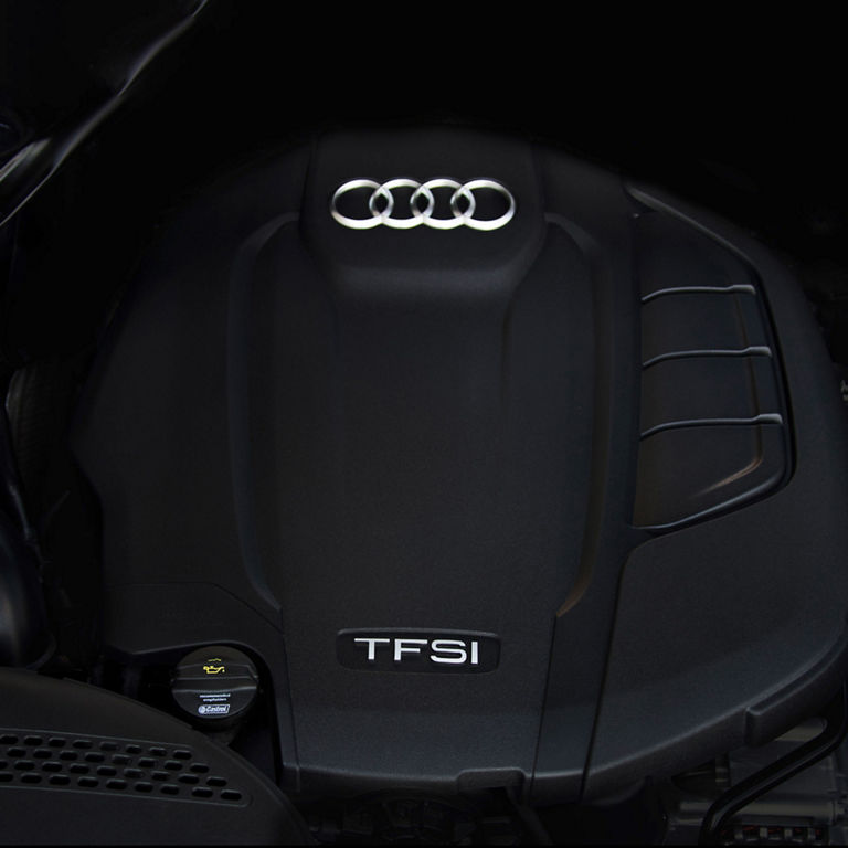 Gros plan du moteur de l’Audi A5 Cabriolet.
