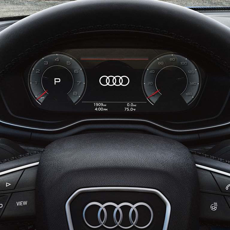 Close up of the Audi virtual cockpit in the Audi A5 Sportback.