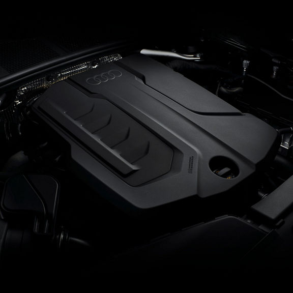 Close-up of the engine in the Audi A5.  