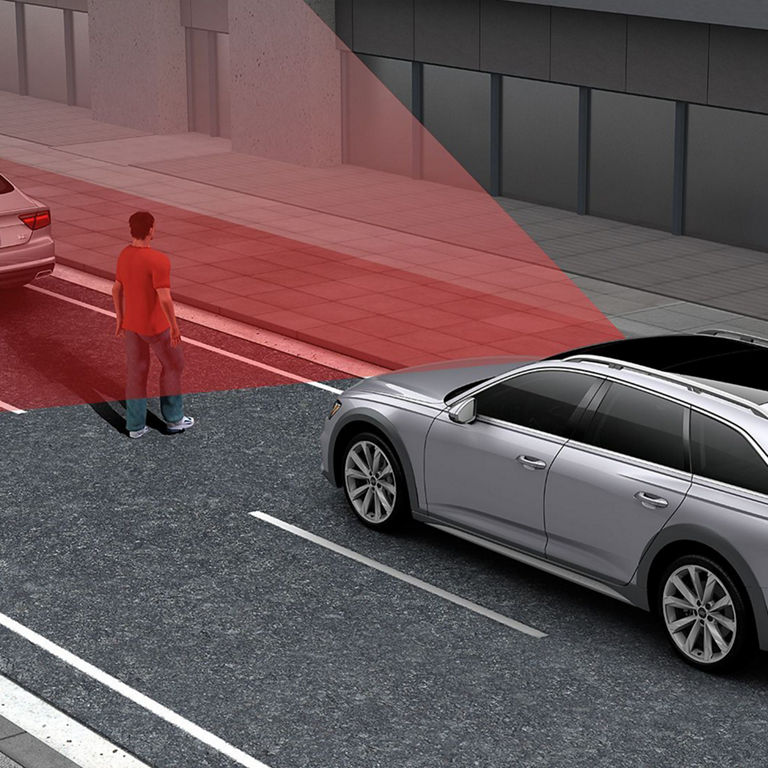 Demonstration of the Audi pre sense city feature on the Audi A6 allroad.