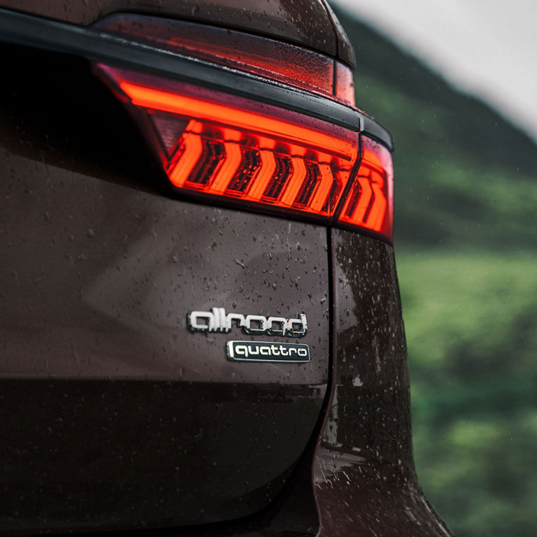 Close-up on the quattro badge on the Audi A6 allroad.