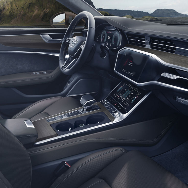 Close up of the gearbox in the Audi A6 allroad.