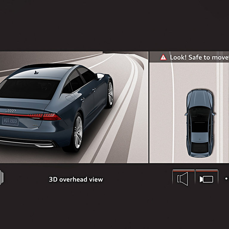 Close-up of the top view camera in the Audi A6 Sedan.