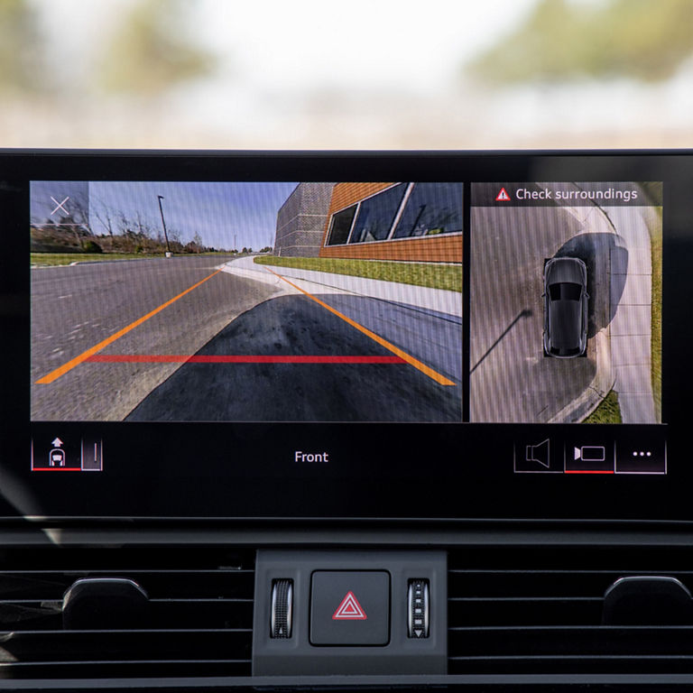 Close-up of the top view camera in the Audi A6 Sedan.