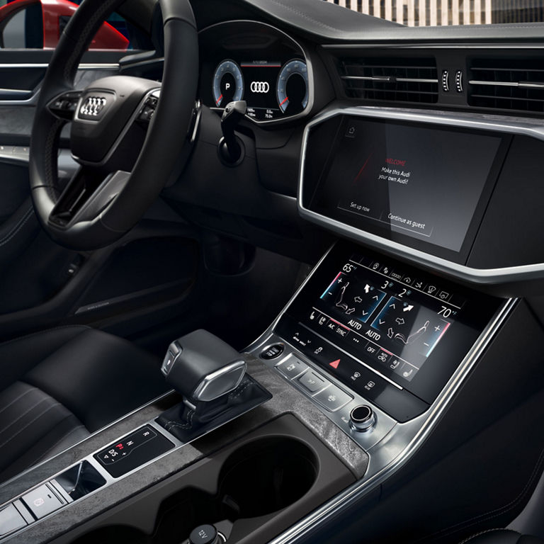 Close-up of the MMI touch response system in the Audi A7 Sportback.