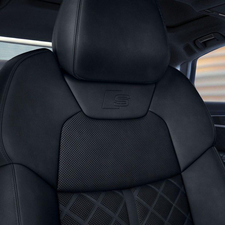 Interior view showing the sport seats of the Audi S8.