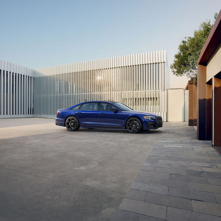 Side profile of the Audi S8 parked.