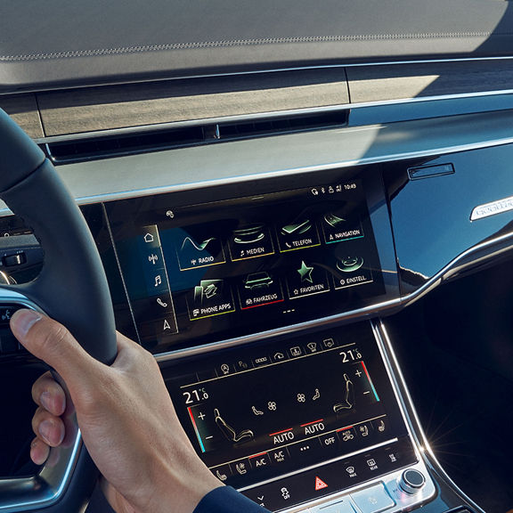Close-up view of an Audi MMI® touch display.