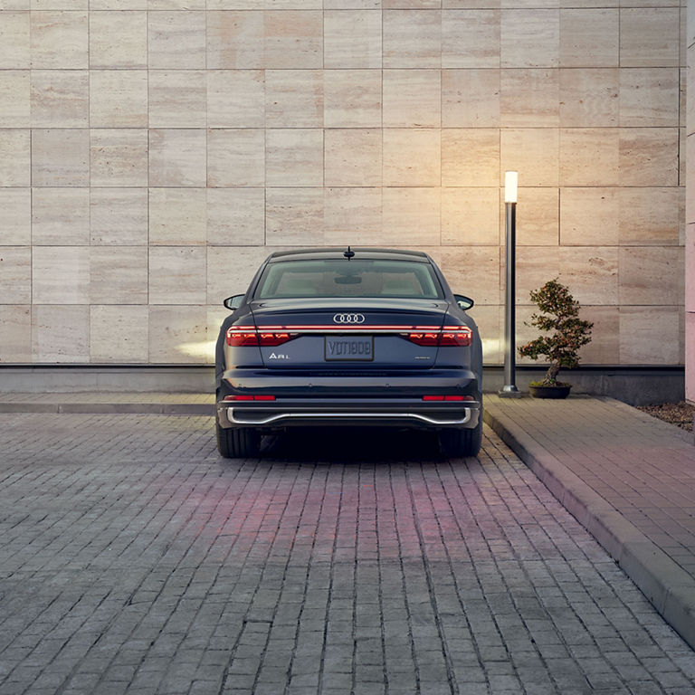 Rear profile of the Audi A8. 