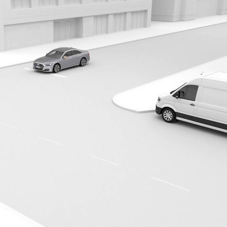 Demonstration of the intersection assist feature on the Audi e-tron Sportback. 