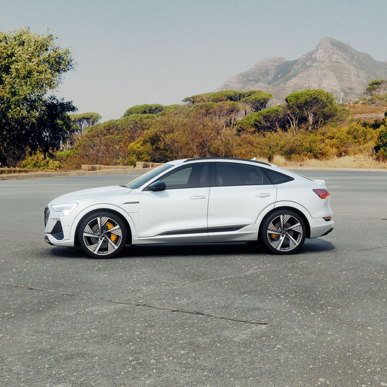 Side profile of the Audi e-tron Sportback.