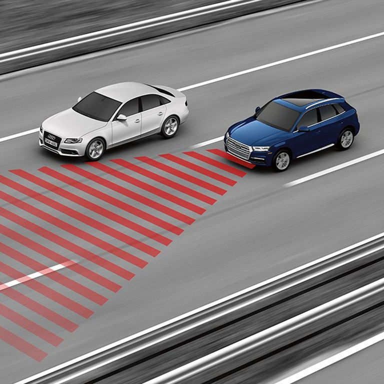 Demonstration of the adaptive cruise assist system on the Audi Q4 e-tron.  