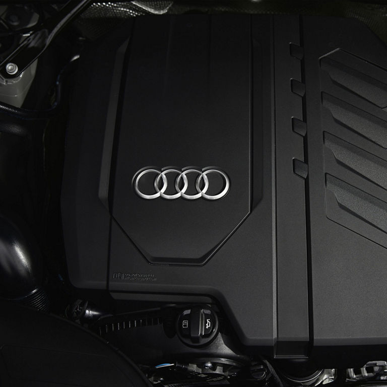 Close-up of the engine in the Audi Q5. 