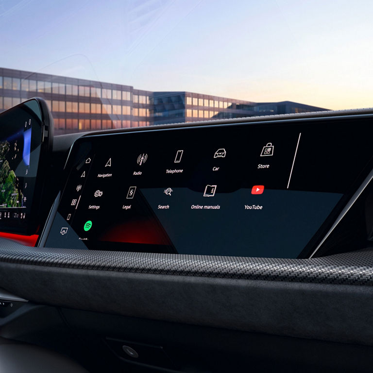 Close-up of the MMI touch display system in the Audi Q5 Sportback.