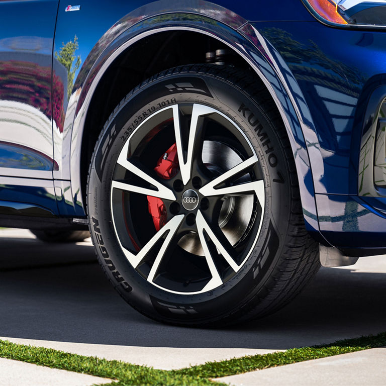 Close-up of the tire of the Audi Q5.