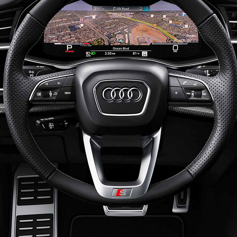 View of the Audi virtual cockpit in the Audi SQ7. 