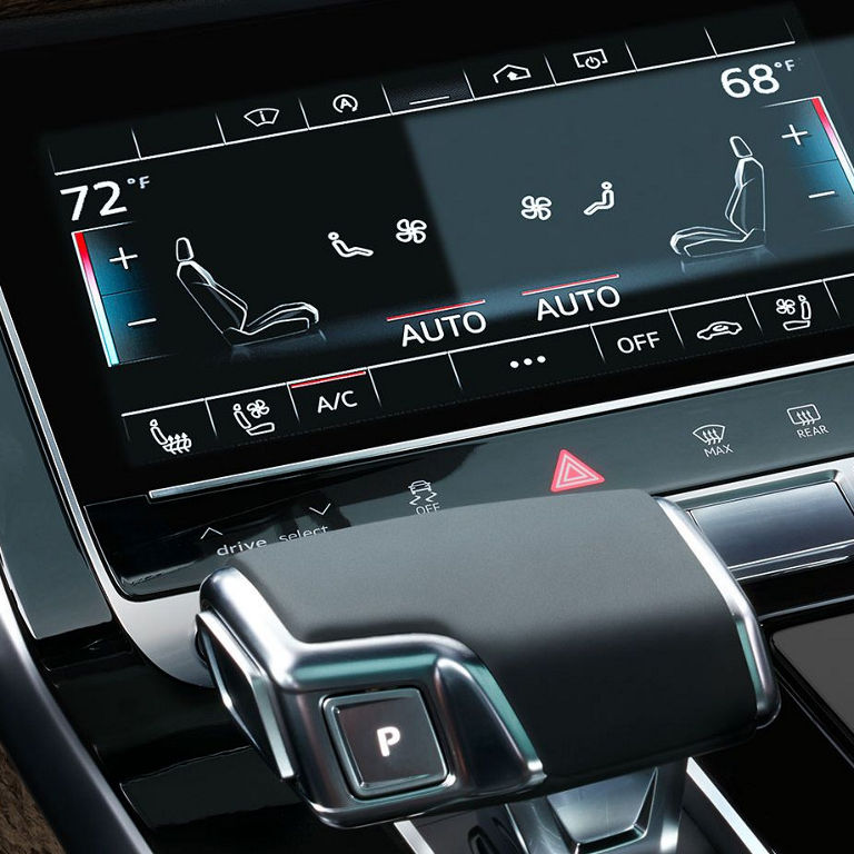 Close-up of the MMI touch response system in the Audi Q7. 